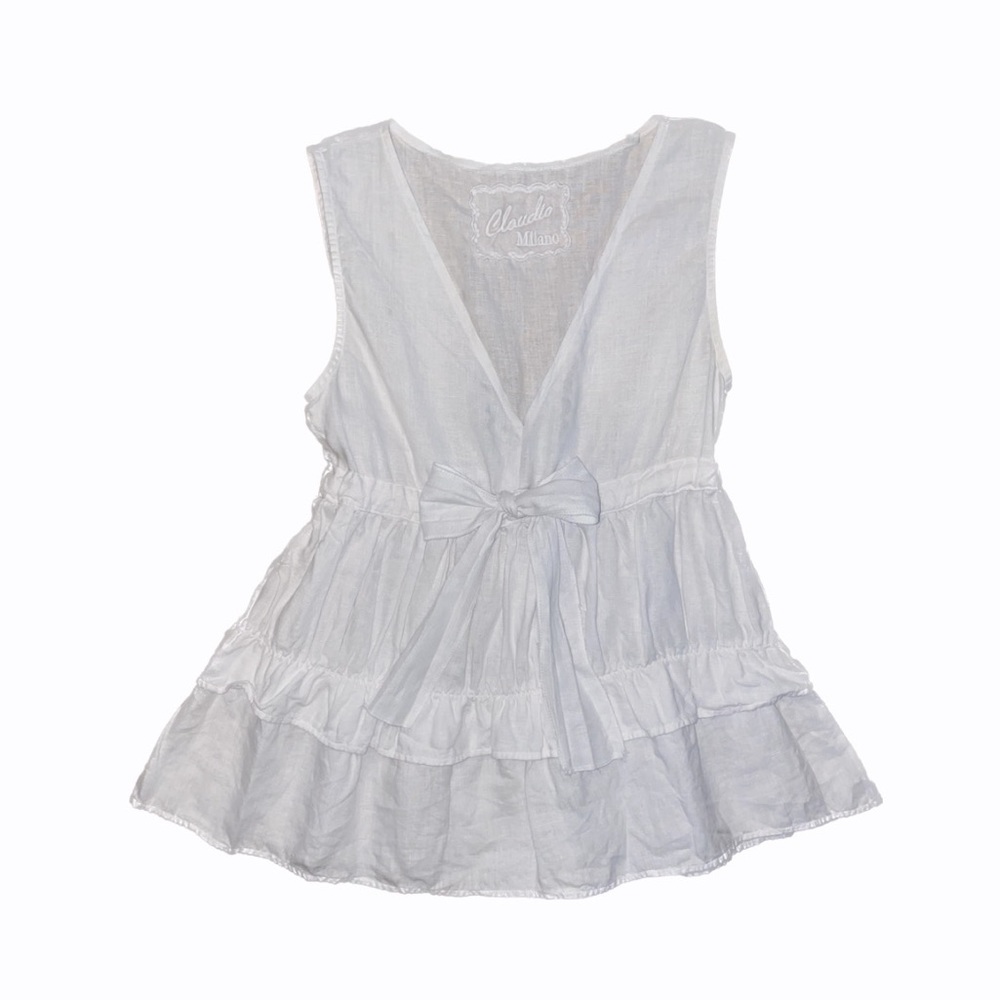 Claudio Milano Linen Tiered Top
